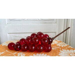 Vintage MCM Large Red Lucite Grapes Sculpture